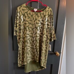 Large Elegant Irma by Lularoe.  Olive green with gold.